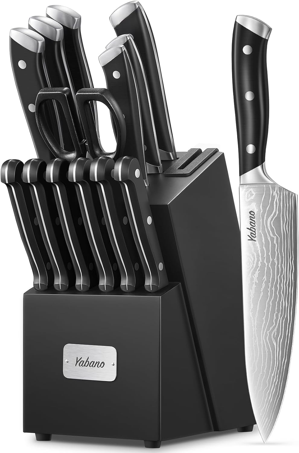 Yabano 14-Piece Professional Knife Set with Wooden Block