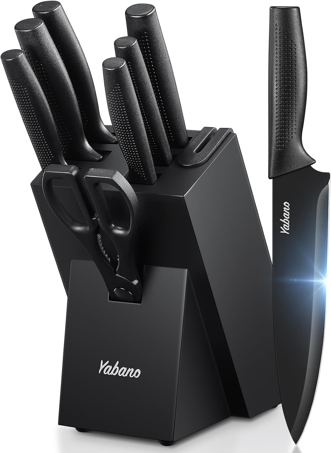 Yabano 8-Piece Black Knife Set with Block